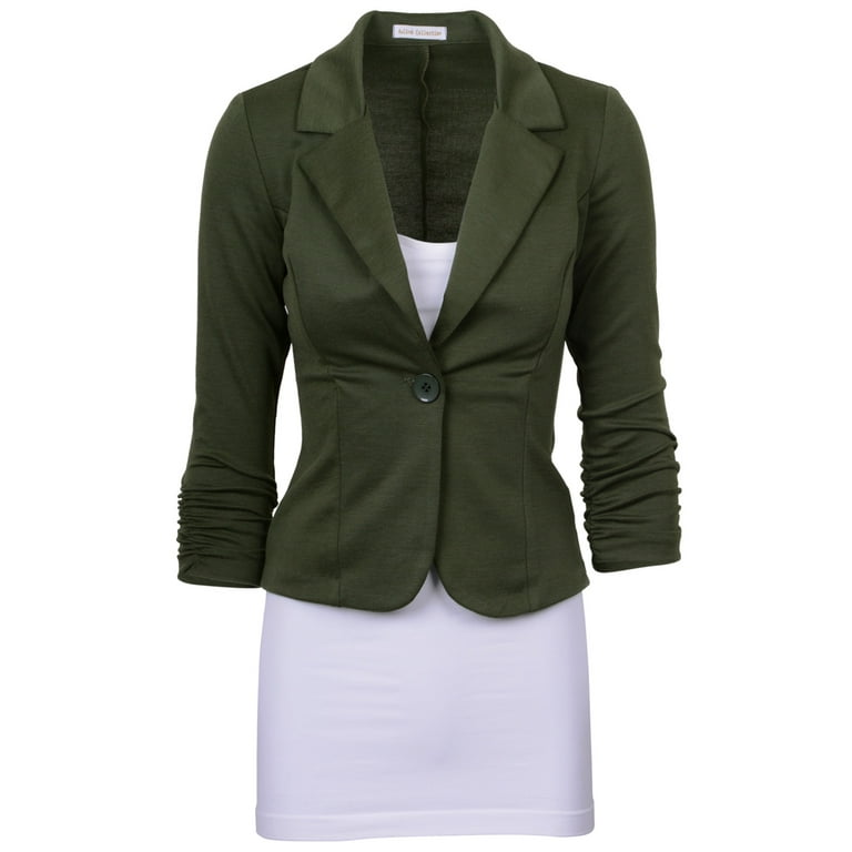 Auline Collection Women s Casual Work Solid Color Knit Blazer Walmart