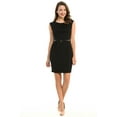 thumbnail image 1 of Auliné Collection Women's Color Office Workwear Sleeveless Sheath Dress Black Large, 1 of 3