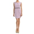 thumbnail image 1 of Auliné Collection Women's Color Office Workwear Sleeveless Sheath Dress Lilac Purple Small, 1 of 3