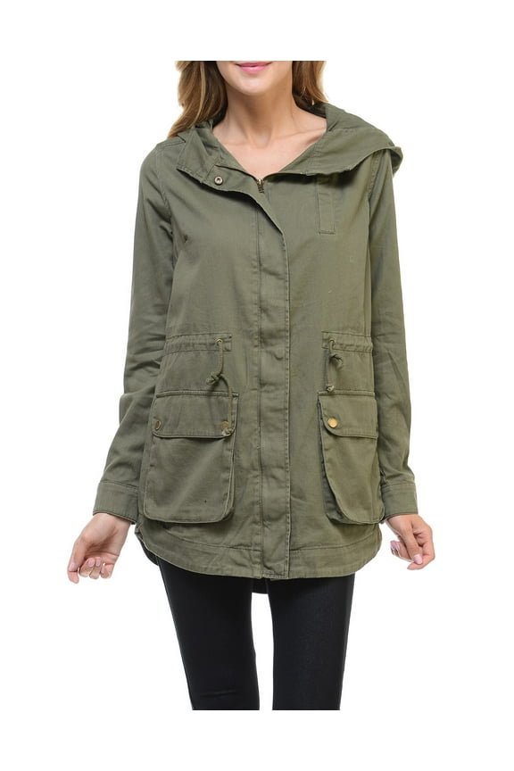 Aulin Collection Women's Long Utility Pockets Layering Lightweight Shirt Jacket