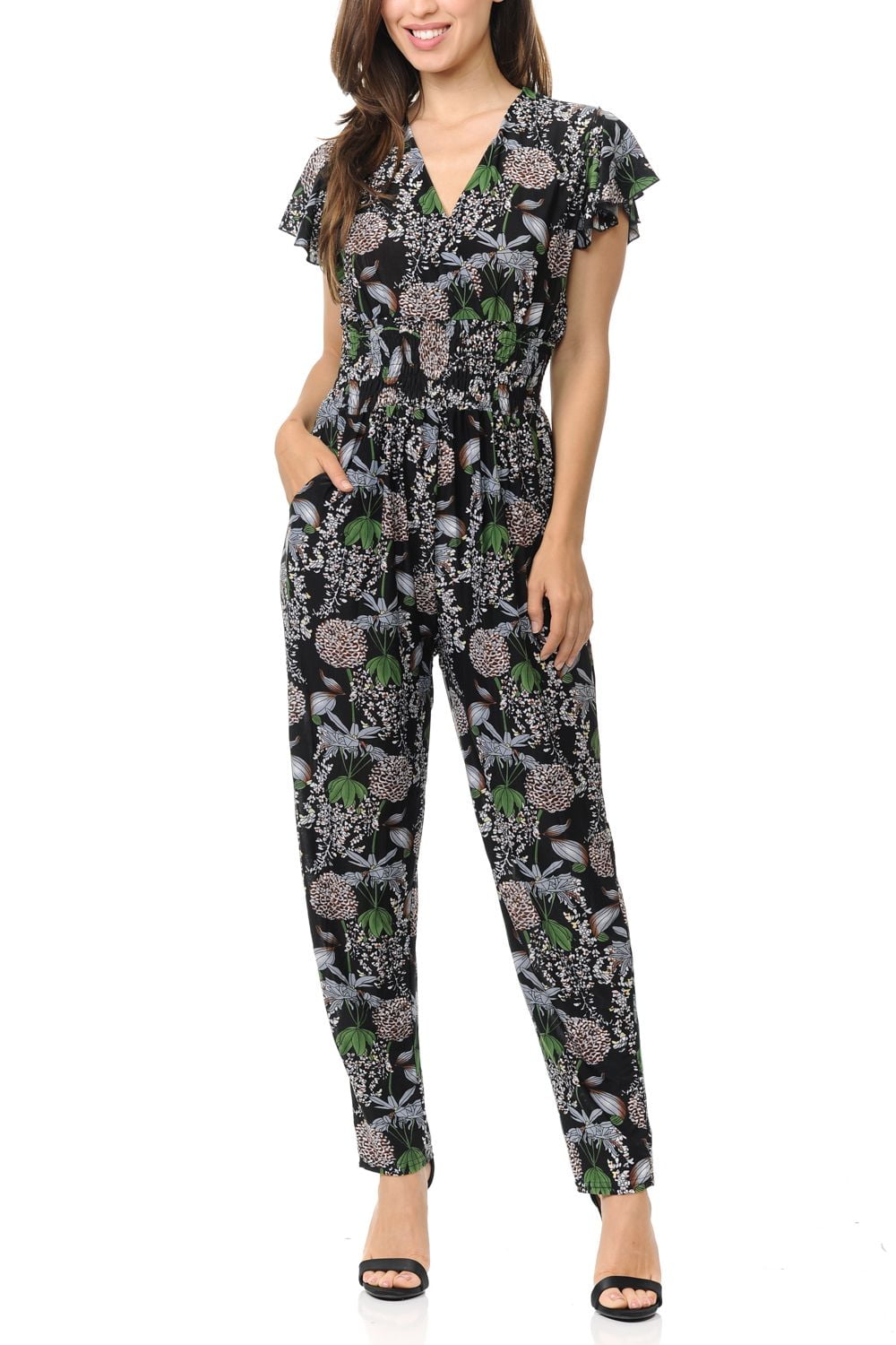 Floral romper long clearance pants