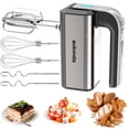 thumbnail image 1 of Aulonda 5 Speed Hand Mixer with Turbo Boost,Stainless Steel Kitchen Handheld Mixer Includes 6 Attachments,One-touch baking,Silver, 1 of 8