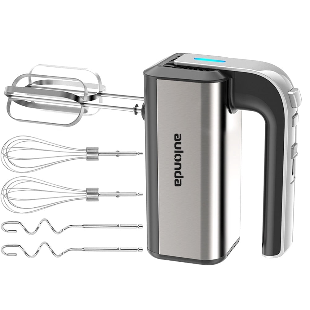 Aulonda Hand Mixer Electric 5 Speed Kitchen Hand Held Mixer with Turbo Boost,Stainless Steel Performance Hand Mixer Includes 6 Attachments for Easy Whipping Dough, Cream, Cake