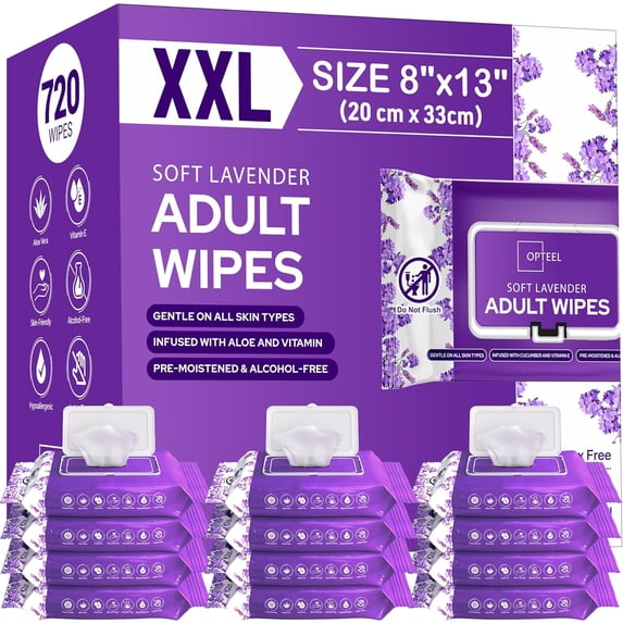 Ault Wet Wipes Lavener Scente – Soft isposable Washcloths for Incontinence & Personal Hygiene 720 Count