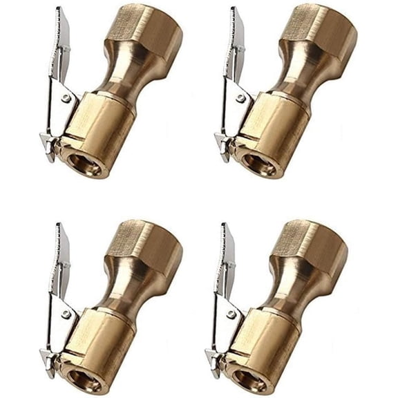 Auluft Heavy Duty Brass Air Chuck, Open Flow Straight Lock, Straight Lock- Air Chucks, 1/4" FNPT Tyre Chuck for Inflator Gauge Compressor Accessories (Brass, 4 Pack)