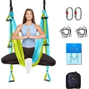 Aum Active Aerial Yoga Swing Ceiling Mount, Aerial Silks for Home, Yoga Sling Hammock, Green Blue