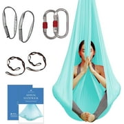Aum Active Durable Aerial Silk Tricot Fabric Yoga Swing Hammock Set, Blue, 6-Pack, 4.5yd