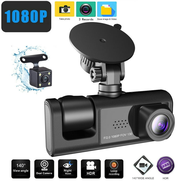 3 Channel Dash Cam Front Rear Inside,1080P Dash Camera for Cars
