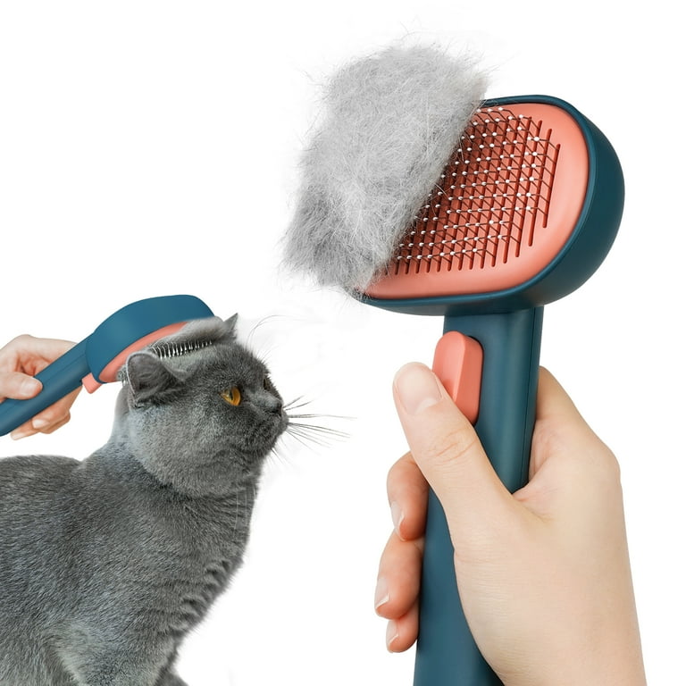 Aumuca Cat and Dog Grooming Brush for Shedding Removes Loose Fur from Long or Short Haired Pets Green