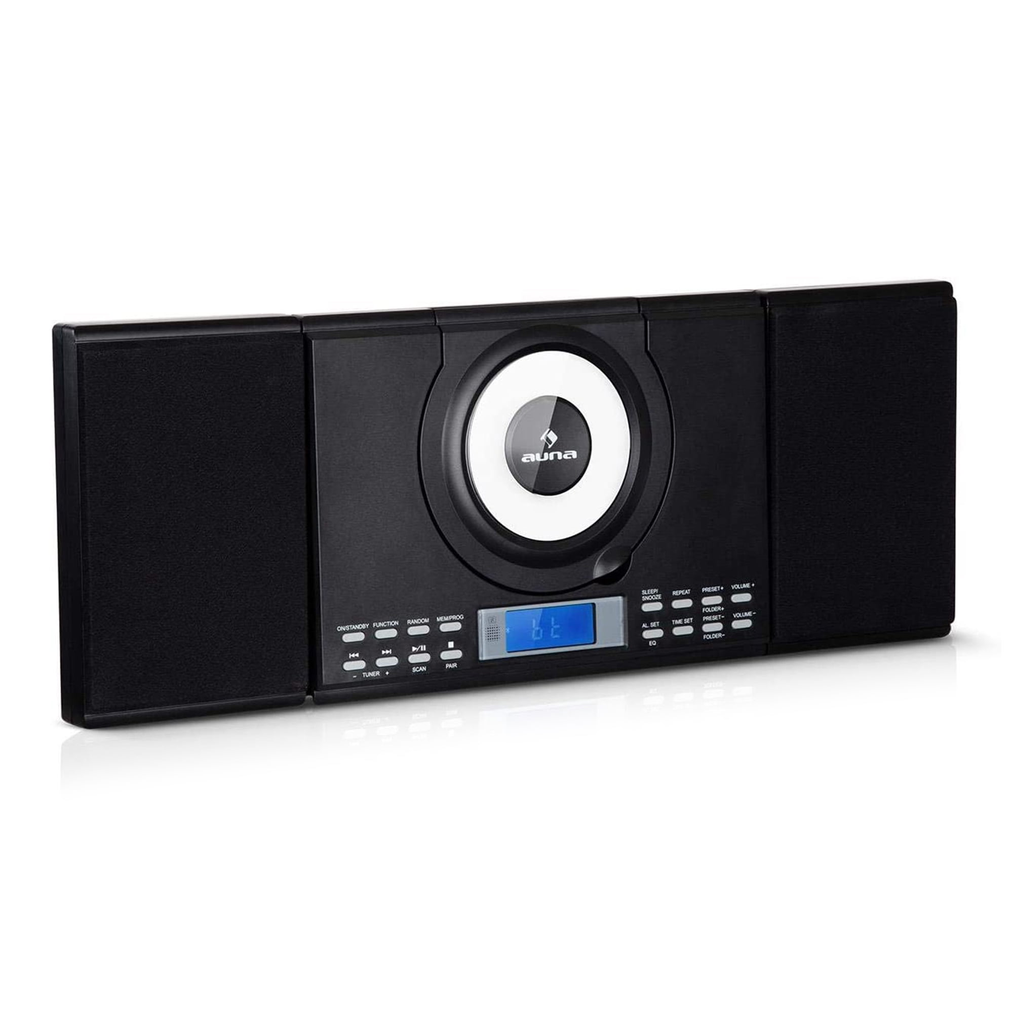 AUNA Stereosonic Microsystem, Shelf Stereo System, Micro System, 2 Stereo  Speakers, Front-Loading CD Player, FM Tuner, Bluetooth, Wireless  Connection