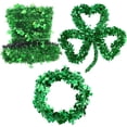 thumbnail image 1 of Aunavey 3 Pack St. Patrick’s Day Green Tinsel Shamrock Wreath Wire Garland LED Leprechaun Hat for Irish Party Favor Home Wall Decorations, 1 of 8