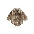 thumbnail image 1 of Aunavey Baby Boy Girl Flannel Plaid Shirt Romper Lapel Button Down Bodysuit Tops Fall Winter Clothes, 1 of 8