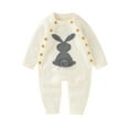 thumbnail image 1 of Aunavey Baby Girl Boy Sweater Toddler Long Sleeve Rabbit Jumpsuits Kid's Knitted Bunny Romper for Easter Outfit, 1 of 8