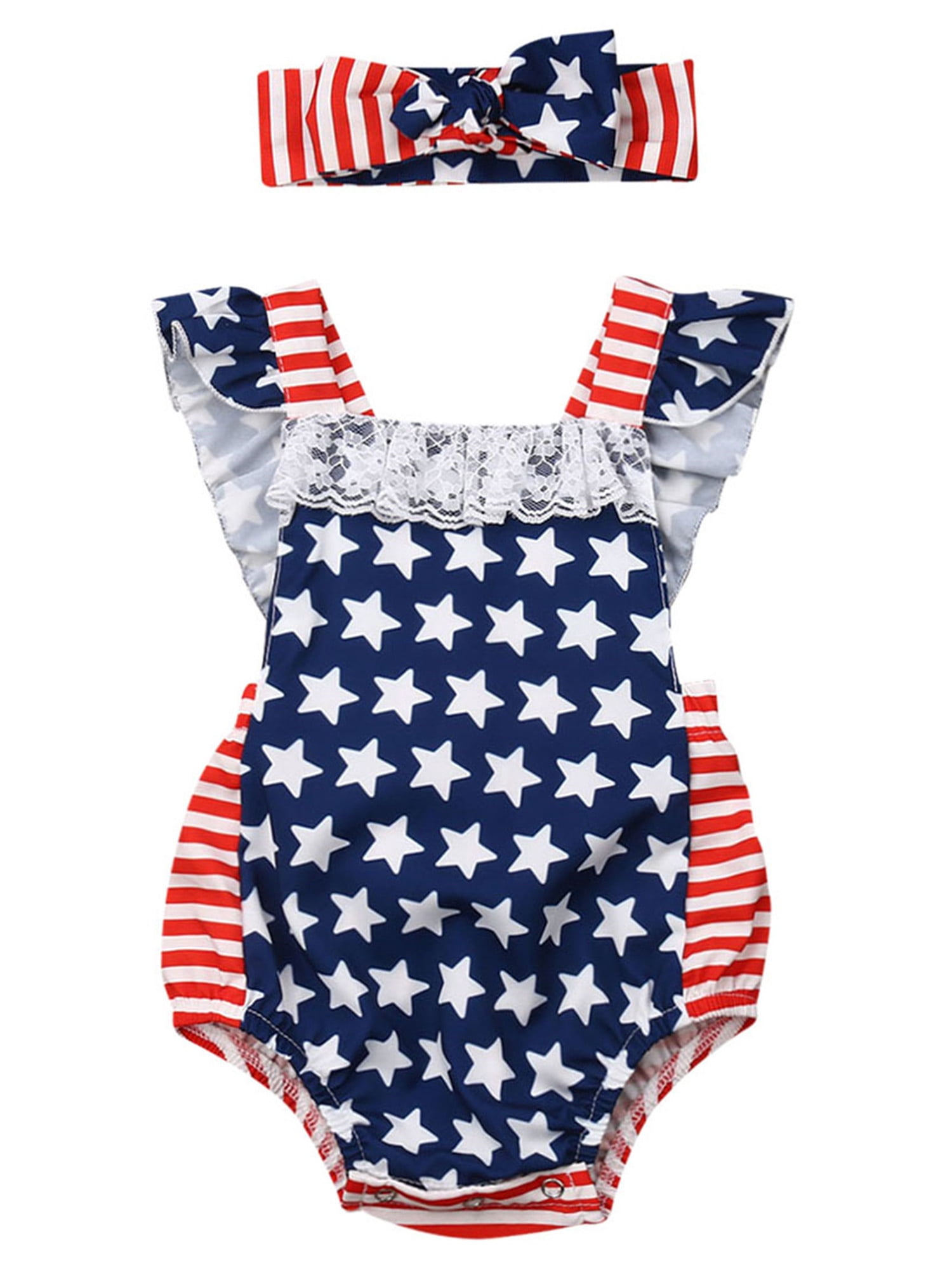 First 4th Of July Baby Girl's 1st Fourth Of July Outfit ,red White And...