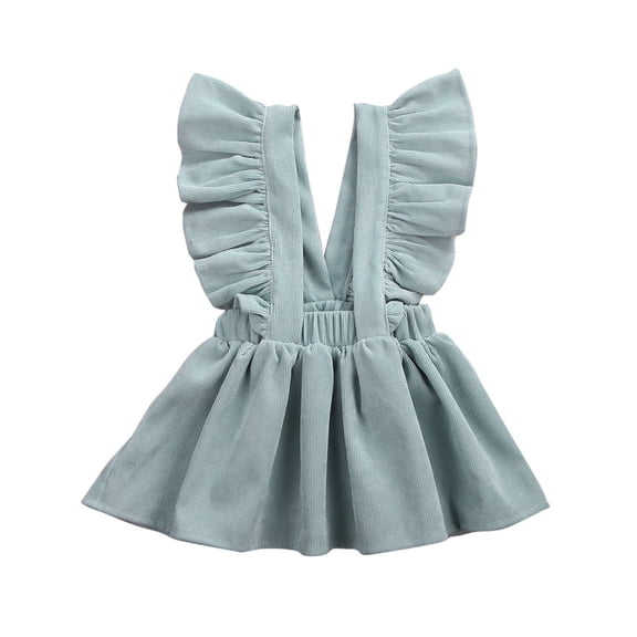 Aunavey Baby Girls Corduroy Suspender Skirt Kids Ruffled Casual Strap Sundress Overall Skirt Outfit