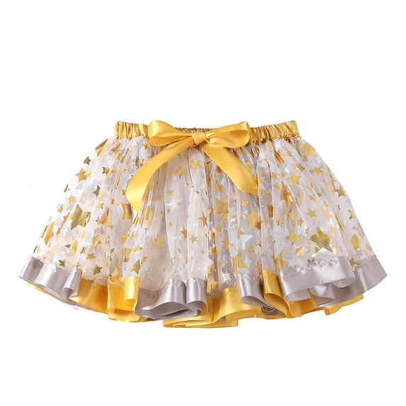 Aunavey Baby Girls' Star Tutu Glitter Ballet Triple Layer Tulle Dance Skirt Kids Princess Birthday Party Dress