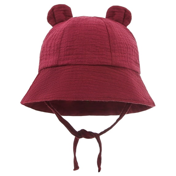 Aunavey Baby Toddler Sun Bucket Hats Wide Brim Beach Hats Infants Girls Cap Sun Protection Summer Kid Hat with Bear Ears