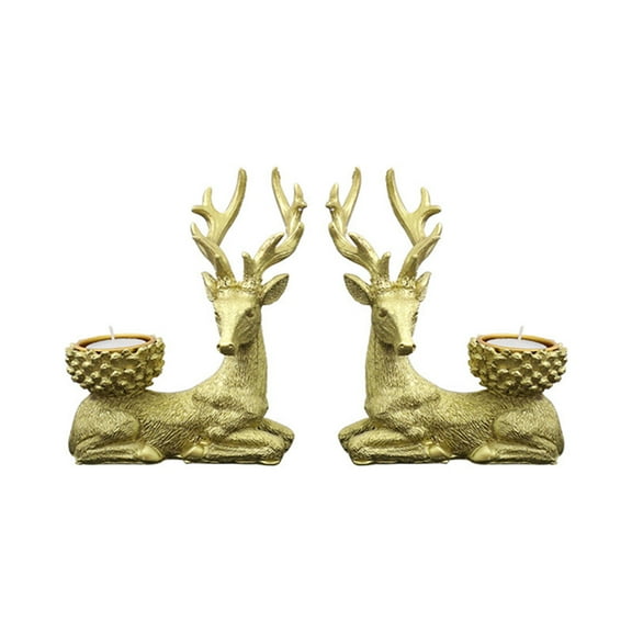 Aunavey Christmas Deer Candle Holder, Reindeer Resin Candlestick