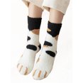 thumbnail image 1 of Aunavey Cute Cat Claw Design Coral Fleece Cozy Slipper Sock for Womens Winter Indoor, 1 of 5