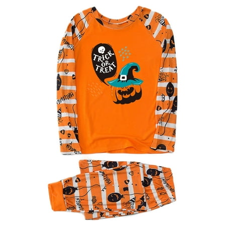 Aunavey Family Pajamas Matching Sets Halloween Pumpkin Sleepwear for Adults Kids Holiday PJS