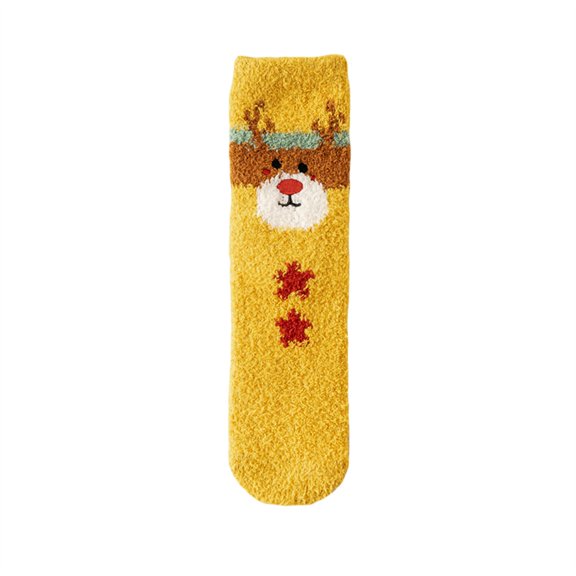 Aunavey Festive Coral Fleece Socks for Women with Snowman Design