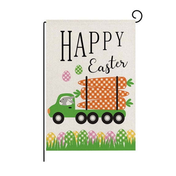Aunavey Festive Easter Linen Garden Flag for Outdoor Yard Garden