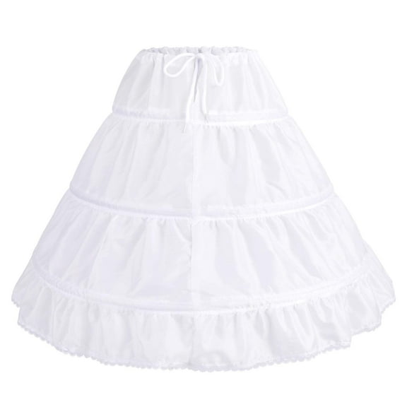 Aunavey Girls' 3 Hoops Petticoat Full Slip Flower Girl Crinoline Skirt for 4-7 Years