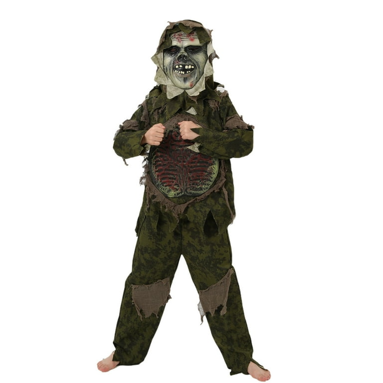 Aunavey Halloween Cosplay Kids Costume Boy Swamp Monster Costume Horror  Intestine Zombie Role-Playing