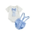 thumbnail image 1 of Aunavey Infant Baby Boy Gentleman Easter Rabbit Outfits Suits Summer Short Sleeve Bowtie Bodysuit Shirts Suspender Shorts, 1 of 8