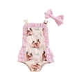 thumbnail image 1 of Aunavey Infant Baby Gril Easter Romper Bunny Halter Ruffle One Piece Outfit Clothes Playsuit with Headband, 1 of 8