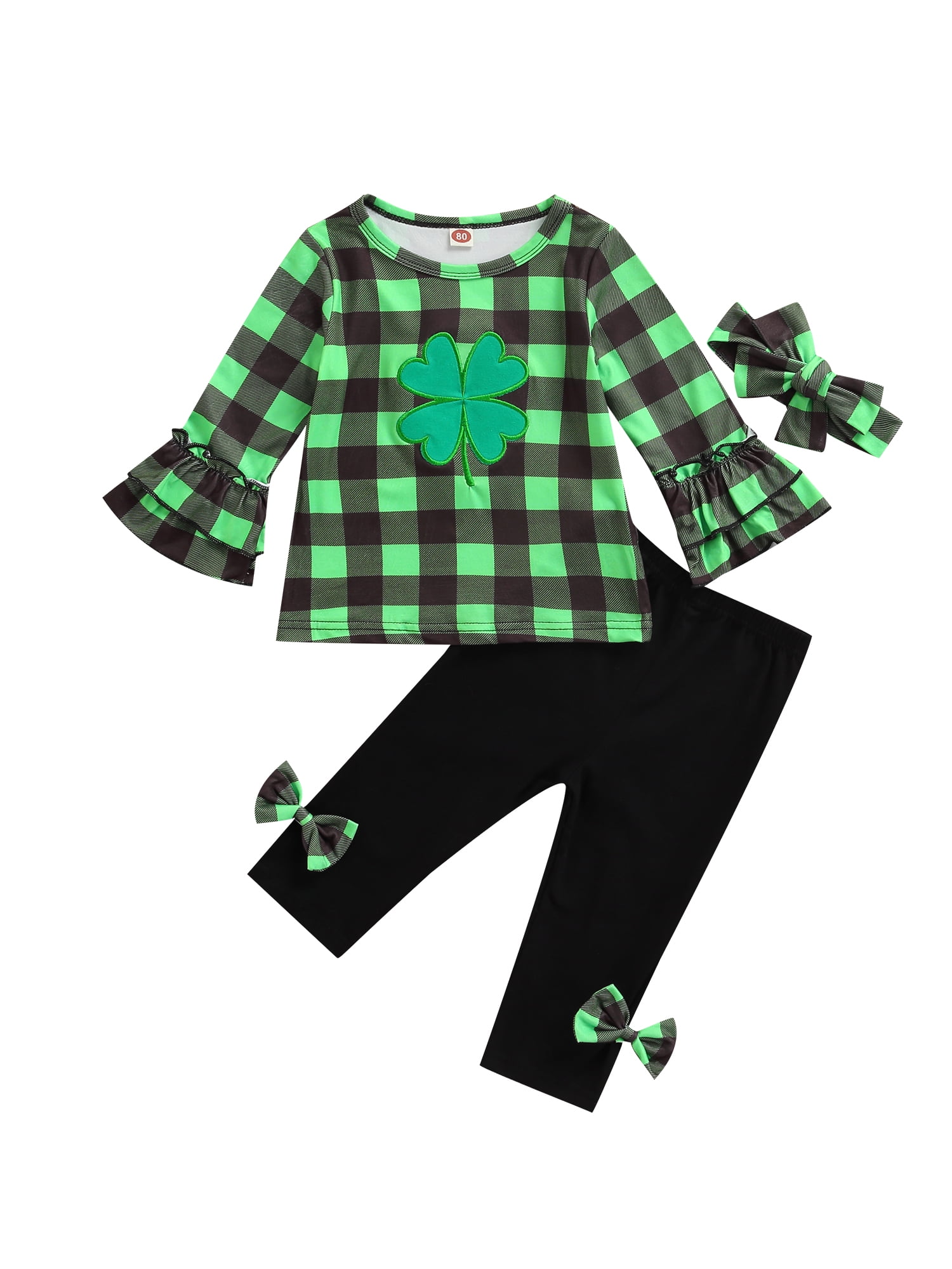 Toddler Girl St. Patrick's Day Outfit - Little Lucky Charm Sweatshirt & Clover Pants 2-Piece Set