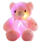 Aunavey Light Up Bear LED Bear Stuffed Animals with Bowtie Glow Bear Plush Toys Doll Gifts Valentine's Day Christmas Birthday 12 Inch