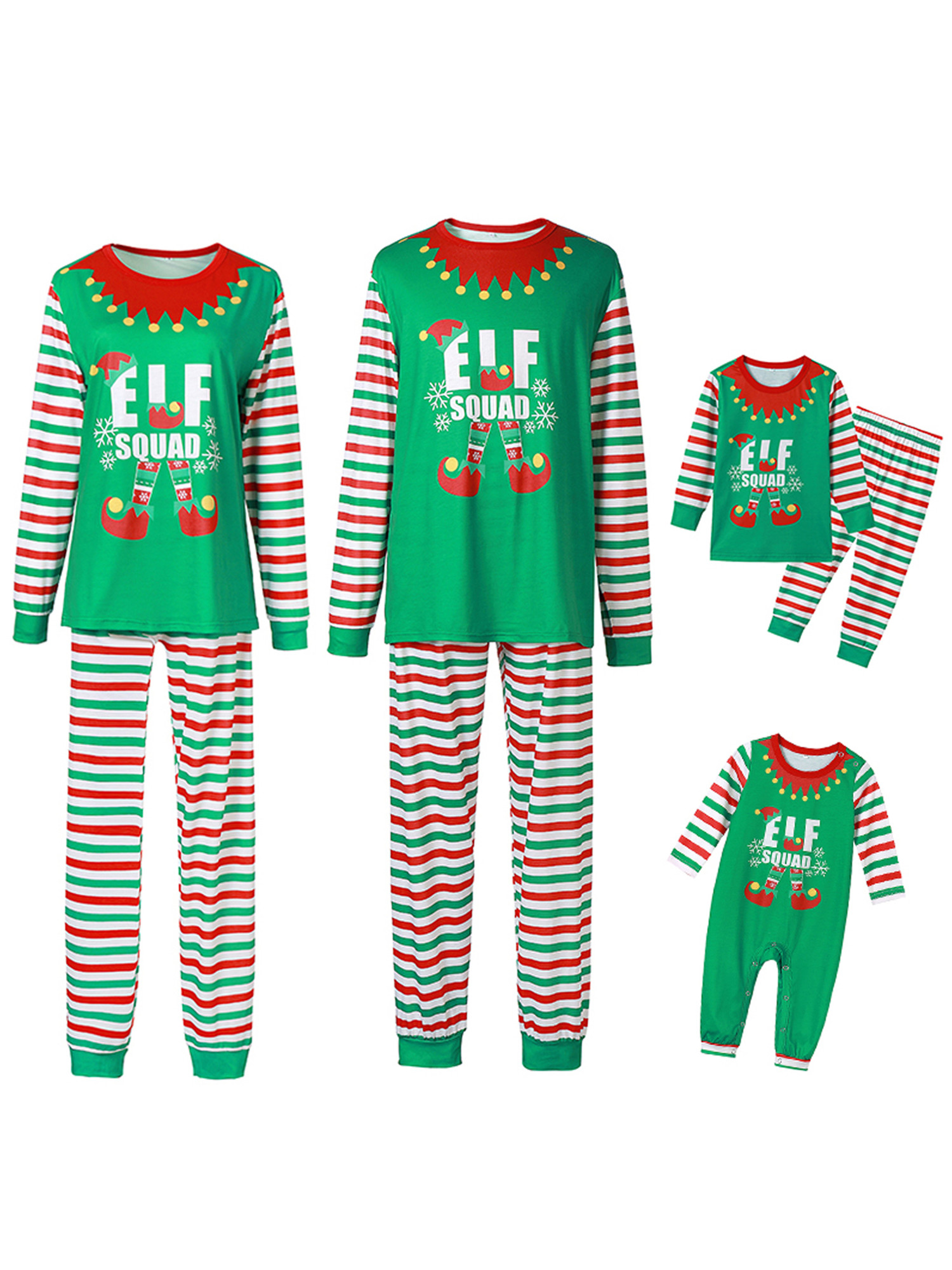 Aunavey Matching Family Christmas Pajamas Sets Holiday PJ's with ELF Printing Loungewear Sleepwear - image 1 of 6
