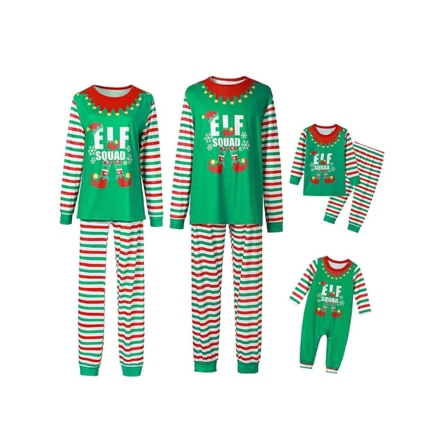 Aunavey Matching Family Christmas Pajamas Sets Holiday PJ's with ELF Printing Loungewear Sleepwear
