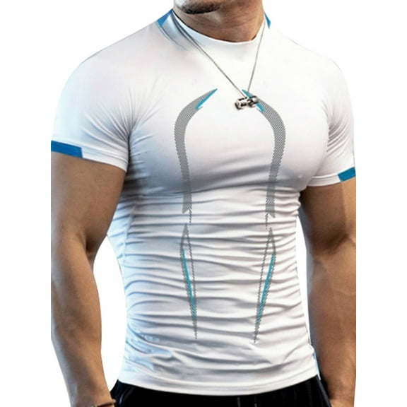 Aunavey Men's Quick-Drying Sports T-Shirt Breathable Quick Dry Gym Training Outdoor Running T-Shirt