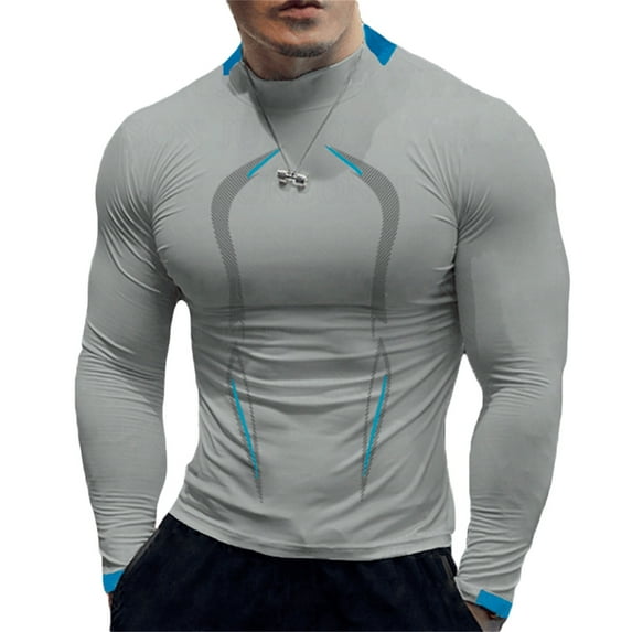 Aunavey Mens Quick Dry Compression Long Sleeve Baselayer Athletic Shirt Sports Baselayer T-Shirts Tops