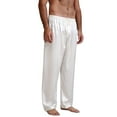 thumbnail image 1 of Aunavey Mens Satin Pyjamas Pants Sleep Pj Bottoms Lounge Long Pants with Drawstring, 1 of 3