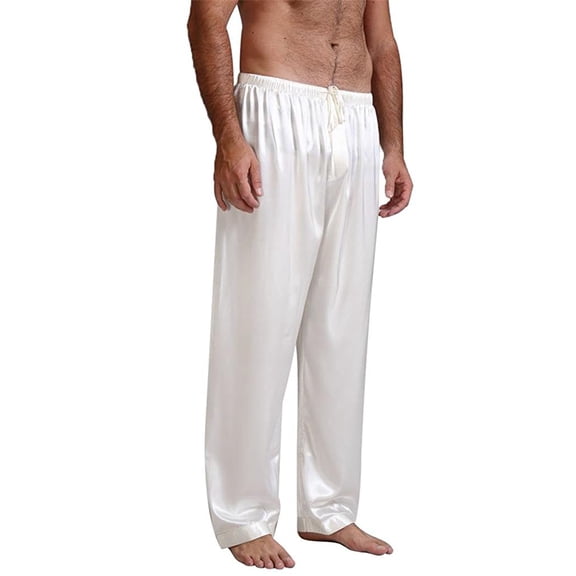 Aunavey Mens Satin Pyjamas Pants Sleep Pj Bottoms Lounge Long Pants with Drawstring