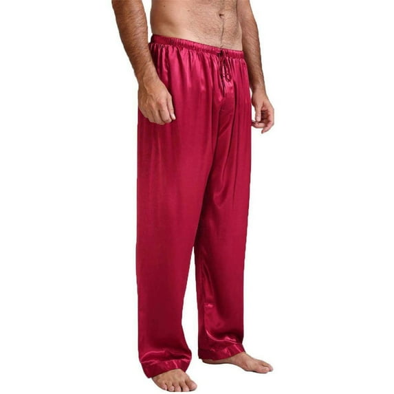 Aunavey Mens Satin Pyjamas Pants Sleep Pj Bottoms Lounge Long Pants with Drawstring