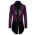 thumbnail image 1 of Aunavey Mens Sequin Tuxedo Jacket Tails Slim Fit Tailcoat Dress Coat Swallowtail Dinner Party Wedding Blazer Suit, 1 of 4