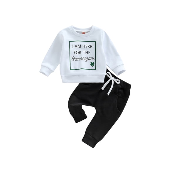 Aunavey My First St. Patrick's Day Newborn Baby Boys Outfit Sets Toddler Long Sleeve Sweatshirts Tops Drawstring Pants