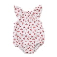 thumbnail image 1 of Aunavey Newborn Baby Girl Flying Sleeve Bodysuit Cartoon Romper Jumpsuit Cute Summer Outfits, 1 of 6