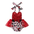 thumbnail image 1 of Aunavey Newborn Baby Girl Valentine's Day Outfit Heart Sequin Romper Tutu Dress Onesie Bodysuit, 1 of 7