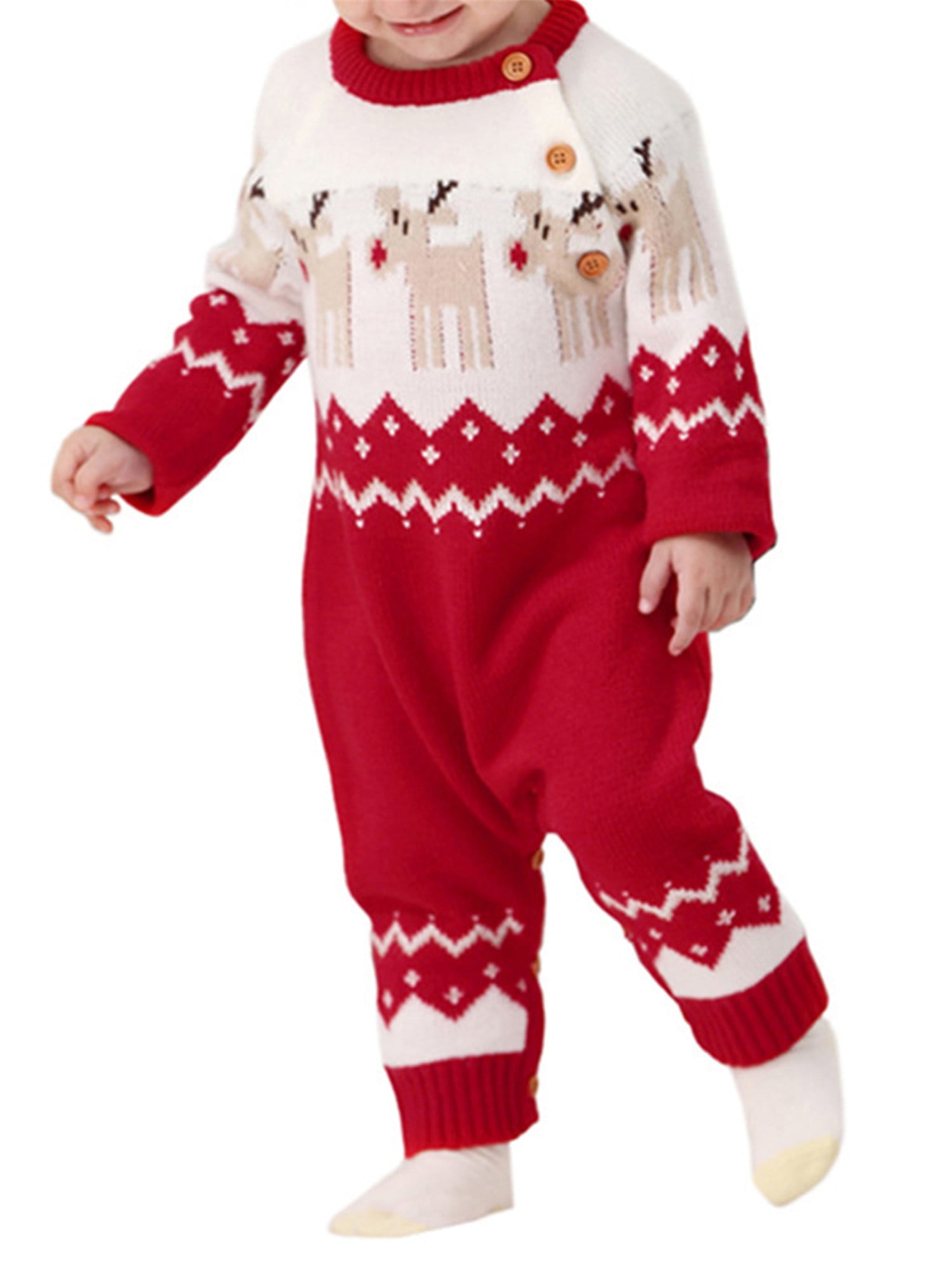 Aunavey Newborn Baby Girls Boys Christmas Sweater Outfit Long Sleeve