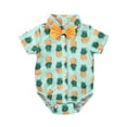 thumbnail image 1 of Aunavey Newborn Boy Clothes Gentleman Outfits One Piece Infant Baby Flamingo Romper Bowtie, 1 of 6