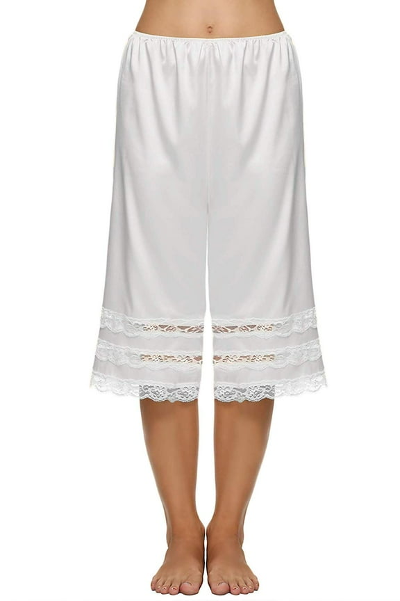 Pettipant Half Slip for Women Bloomers 12-18 Inseam Wide Leg Lace Pajama Pants