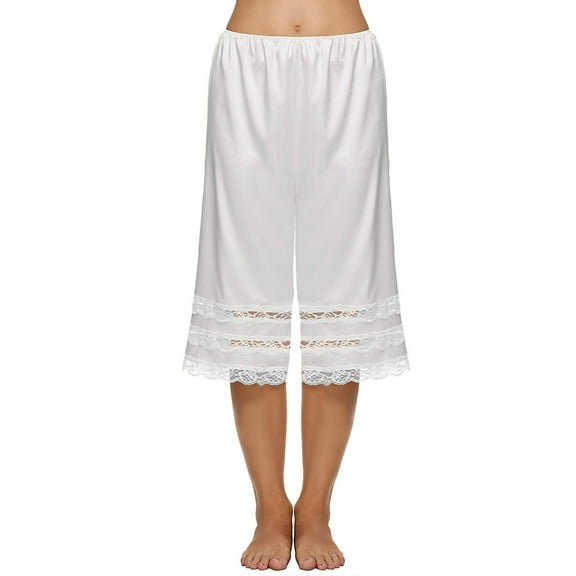 Aunavey Pettipant Half Slip for Women Bloomers 12-18 Inseam Wide Leg Lace Pajama Pants
