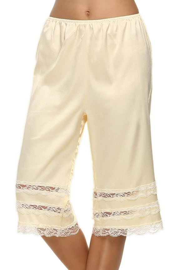 Pettipant Half Slip for Women Bloomers 12-18 Inseam Wide Leg Lace Pajama Pants