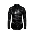 thumbnail image 1 of Aunavey Shirt for Men Luxury Prom Design Slim Fit Sequin Shiny Button Down Long Sleeve Shirts Party Floral Dress Shirts, 1 of 4