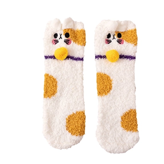 Aunavey Stay Snug in Winter with Toddler Fuzzy Socks featuring Cute Cartoon Cats